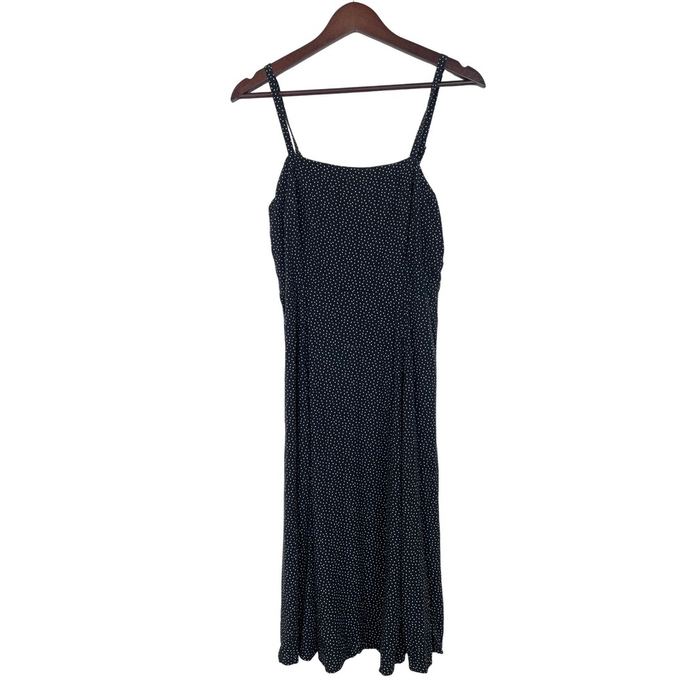 Y2K 90s Gap Dress Sz 4 Polka Dot Slip Midi Minimalist Casual Fairy Cottage Black